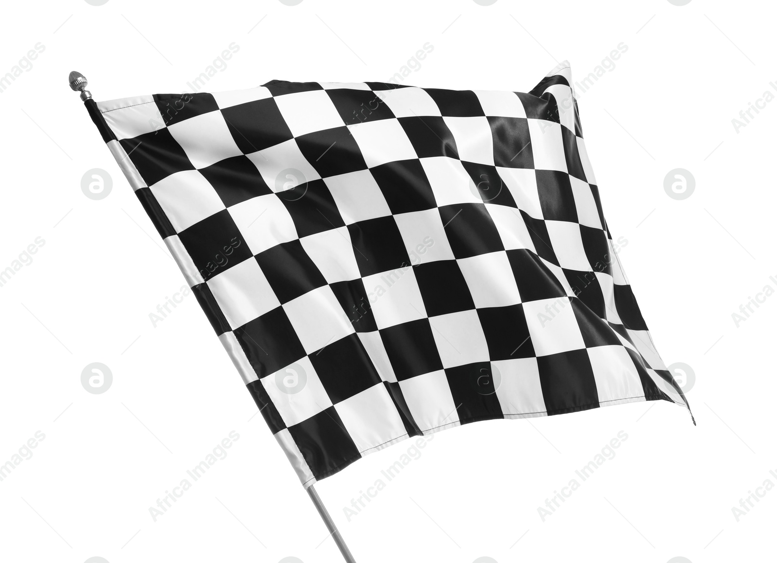 Photo of One racing checkered flag isolated on white