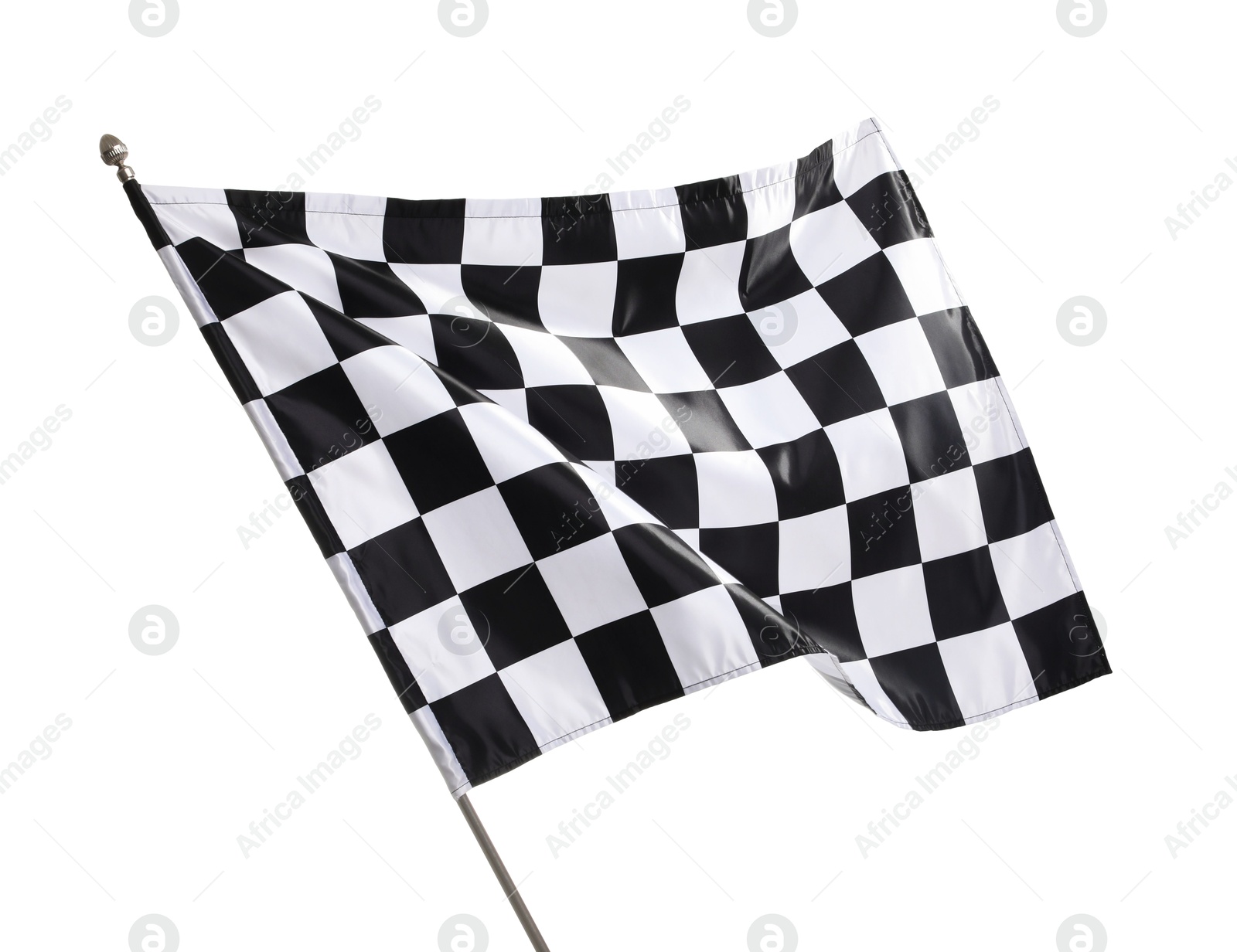 Photo of One racing checkered flag isolated on white