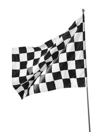 Photo of One racing checkered flag isolated on white