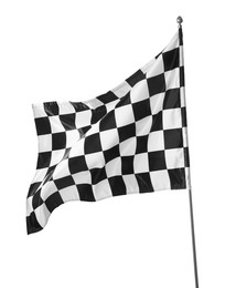 Photo of One racing checkered flag isolated on white