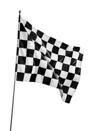 Photo of One racing checkered flag isolated on white