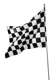 Photo of One racing checkered flag isolated on white