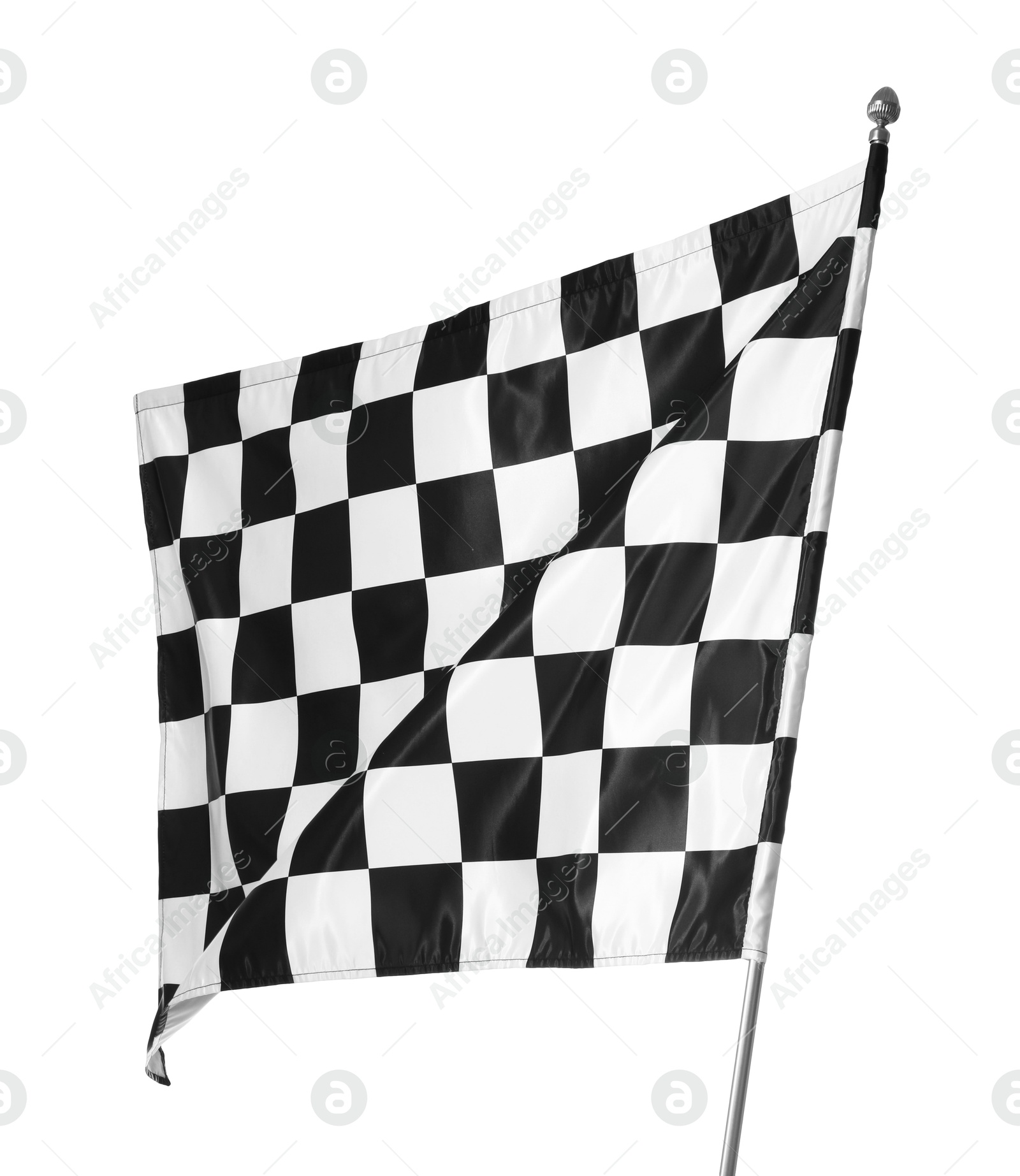 Photo of One racing checkered flag isolated on white