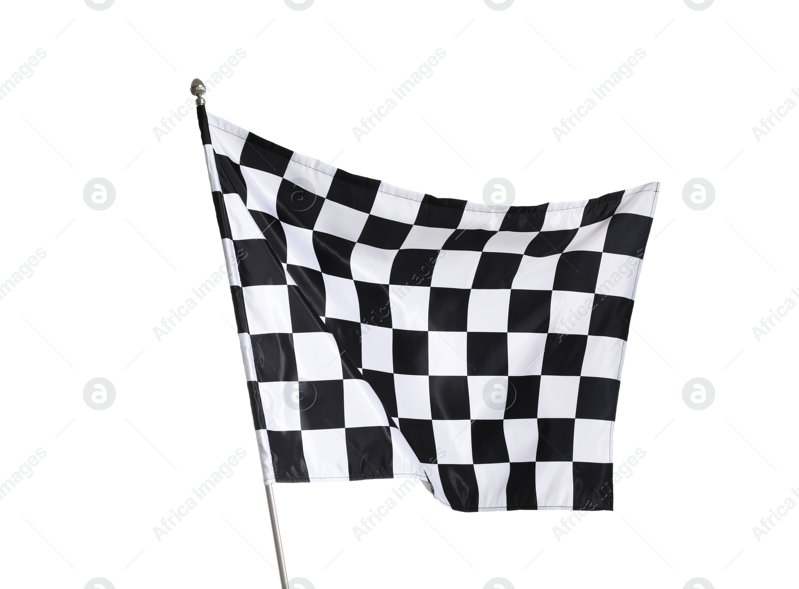 Photo of One racing checkered flag isolated on white