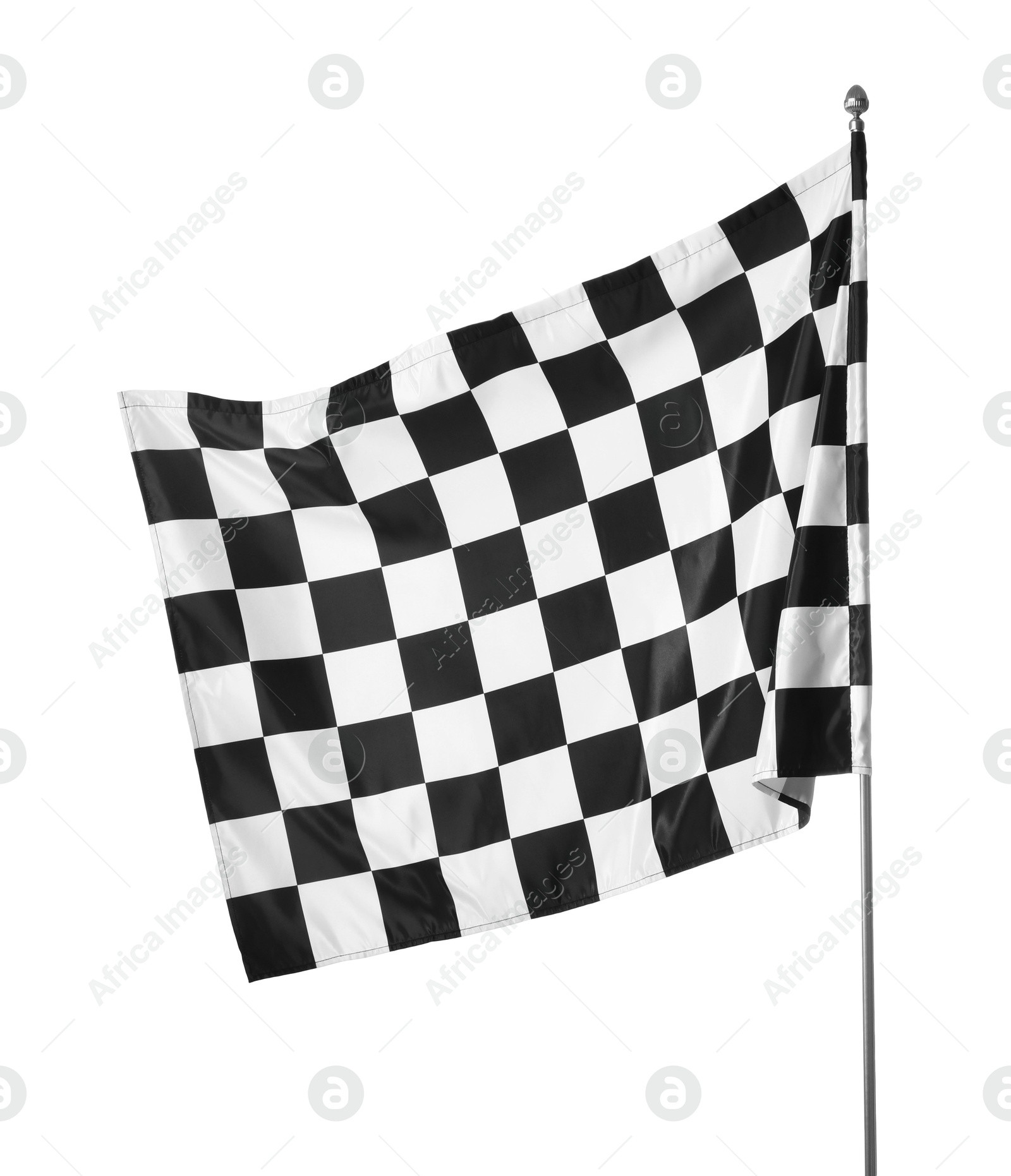 Photo of One racing checkered flag isolated on white