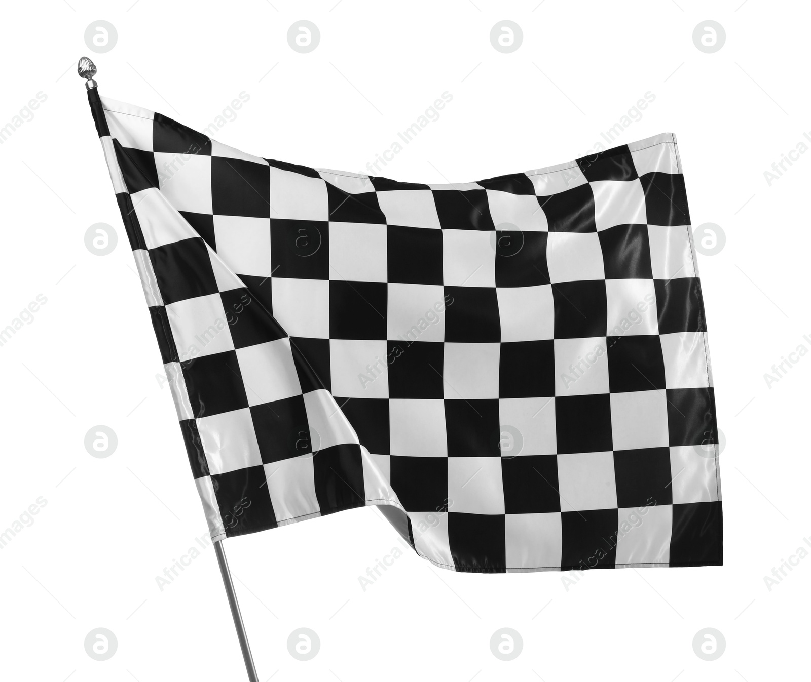 Photo of One racing checkered flag isolated on white