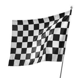 Photo of One racing checkered flag isolated on white