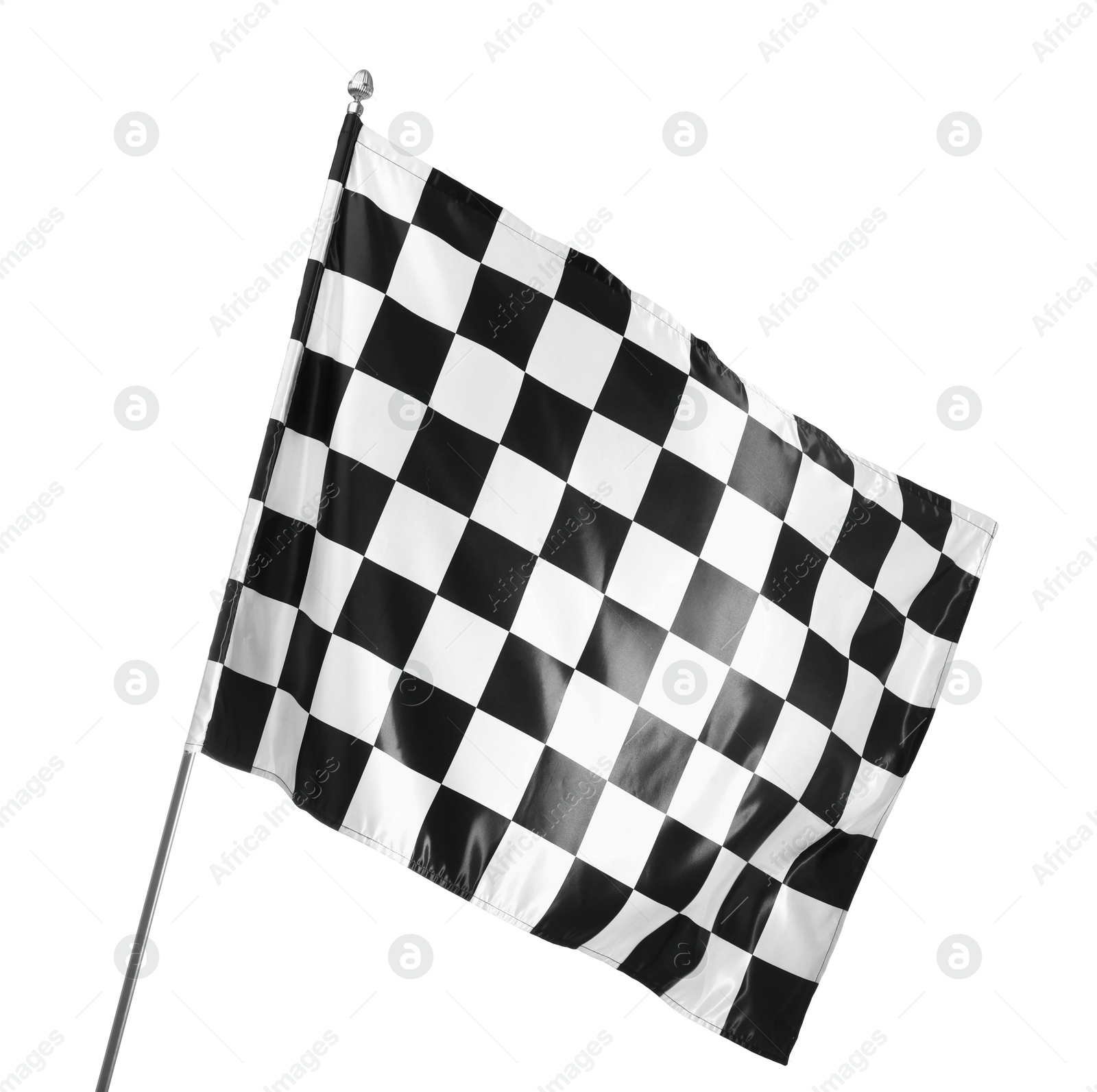 Photo of One racing checkered flag isolated on white