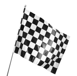 Photo of One racing checkered flag isolated on white