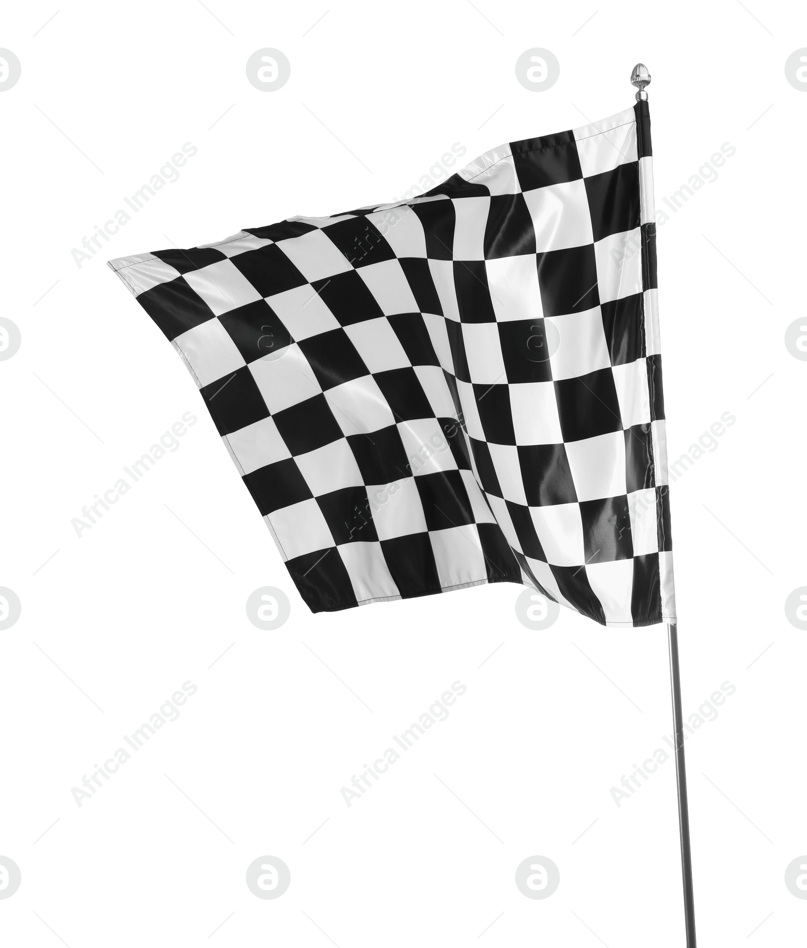 Photo of One racing checkered flag isolated on white