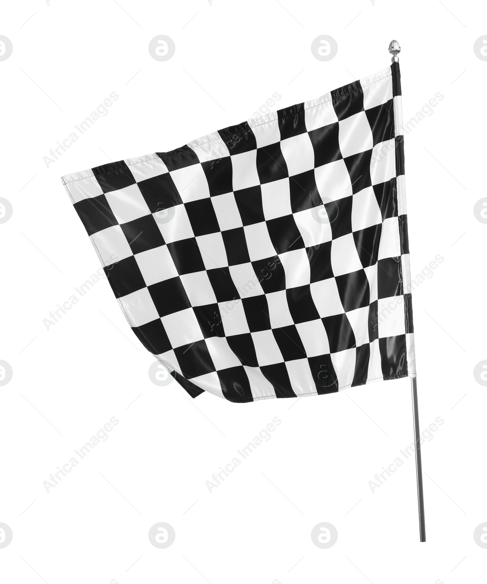 Photo of One racing checkered flag isolated on white