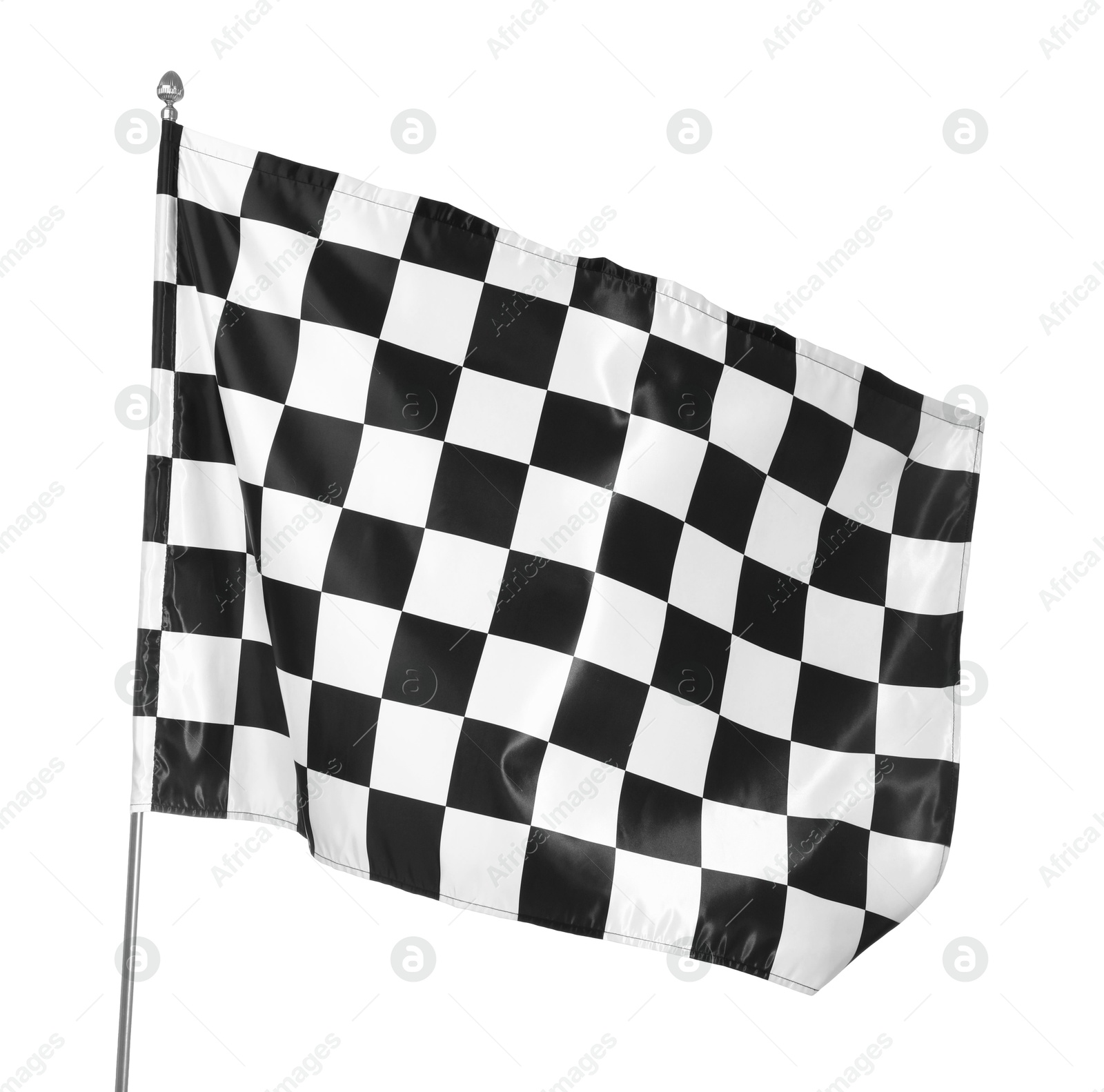 Photo of One racing checkered flag isolated on white