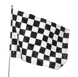 Photo of One racing checkered flag isolated on white