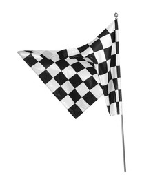 Photo of One racing checkered flag isolated on white