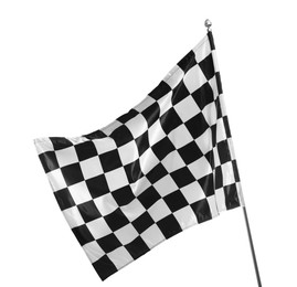 Photo of One racing checkered flag isolated on white