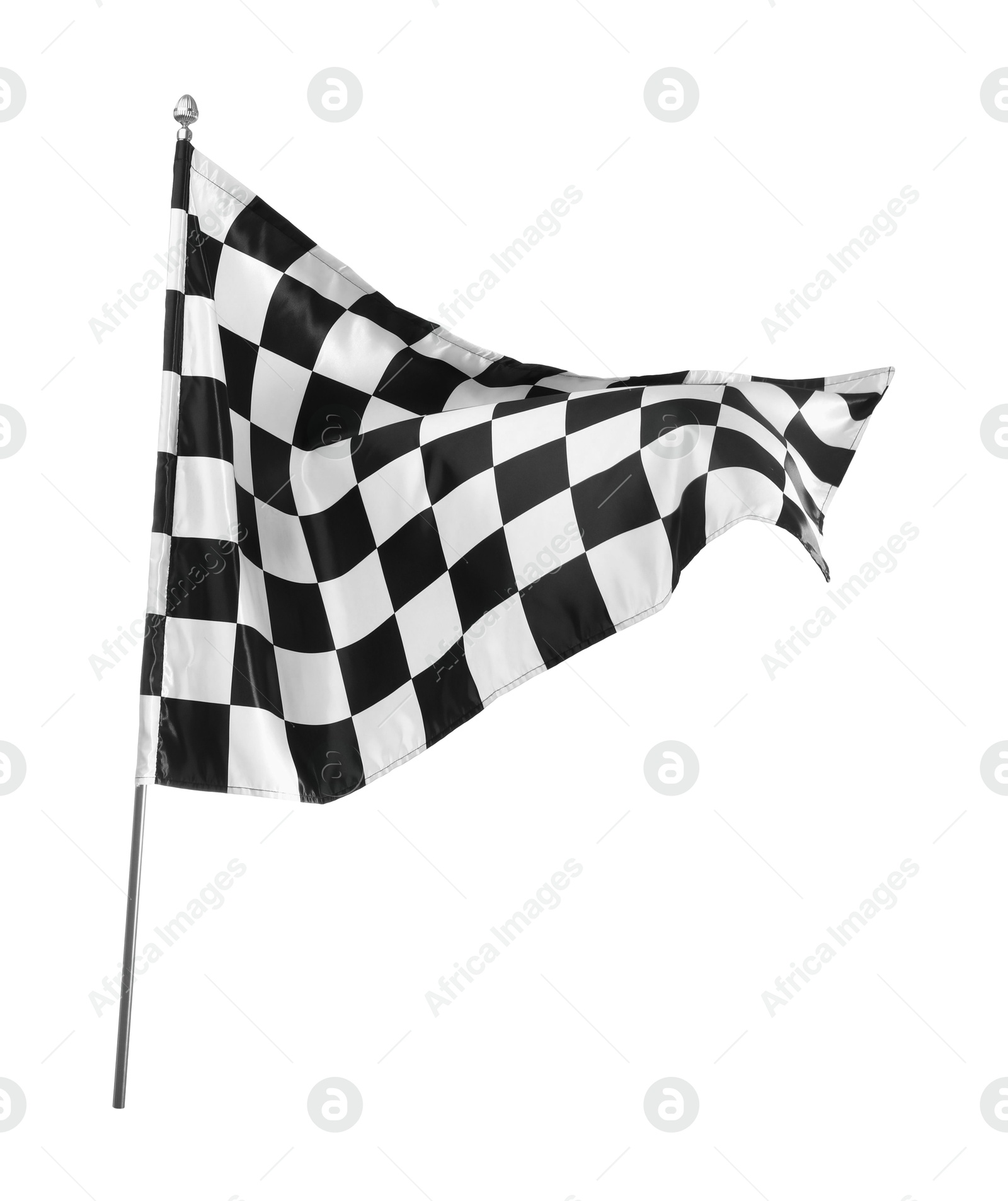 Photo of One racing checkered flag isolated on white