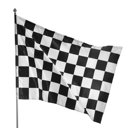 Photo of One racing checkered flag isolated on white