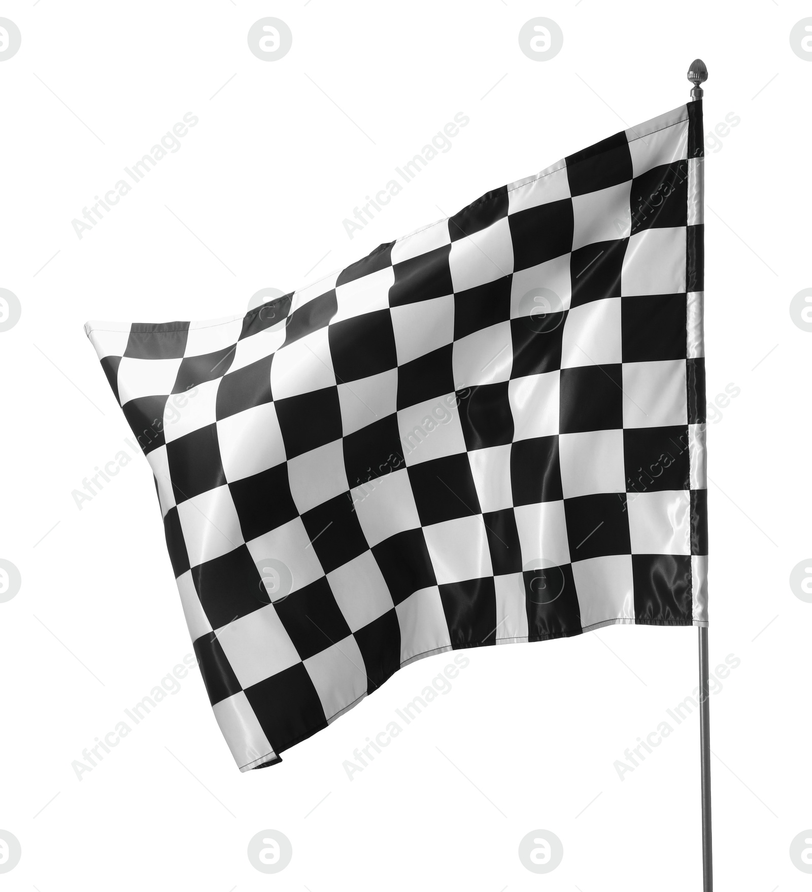 Photo of One racing checkered flag isolated on white