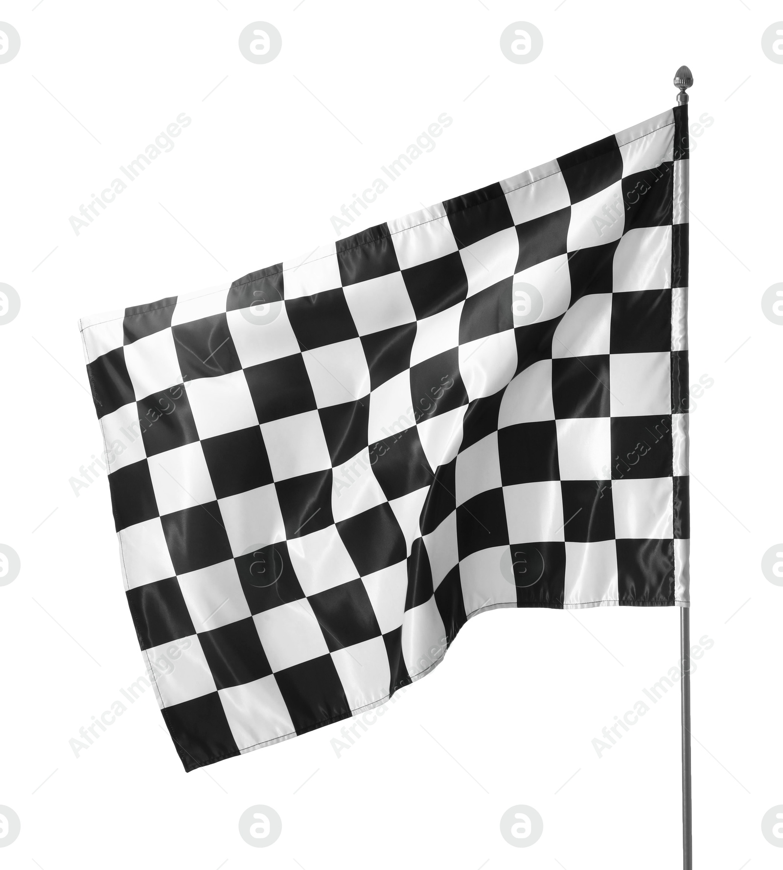 Photo of One racing checkered flag isolated on white