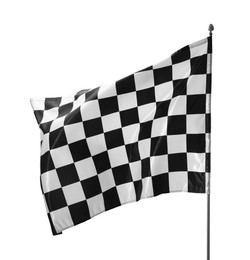 One racing checkered flag isolated on white