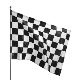 Photo of One racing checkered flag isolated on white