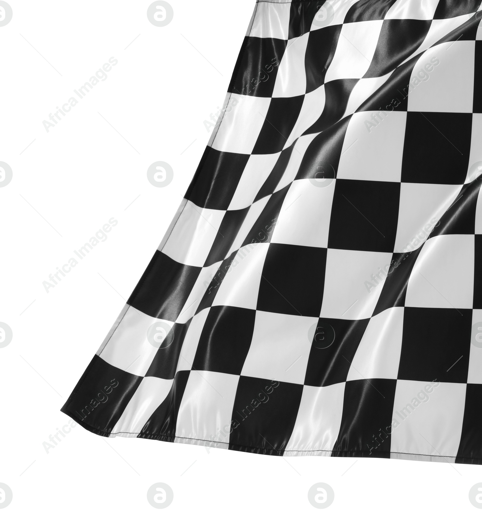 Photo of One racing checkered flag isolated on white