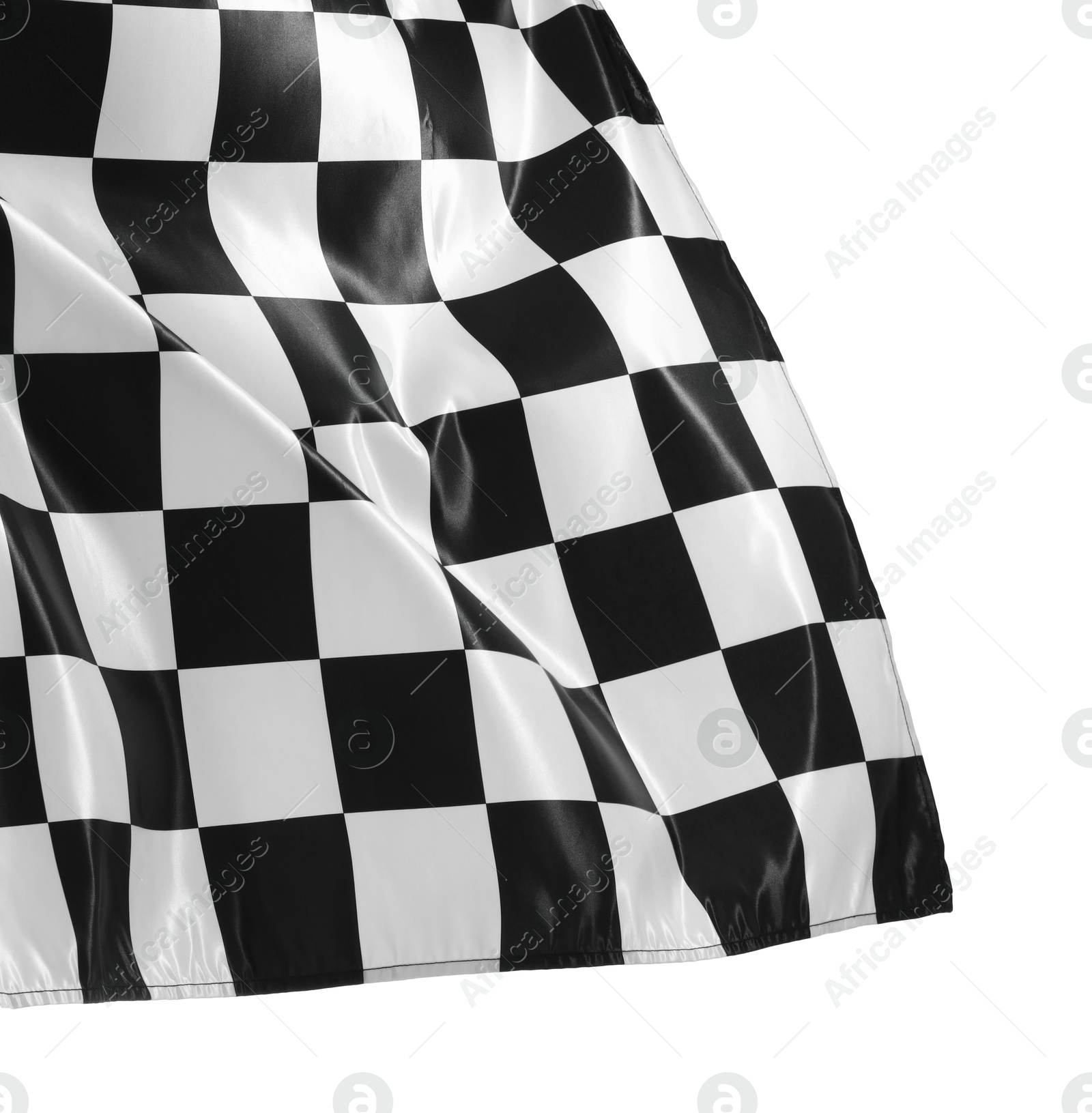 Photo of One racing checkered flag isolated on white