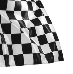 Photo of One racing checkered flag isolated on white