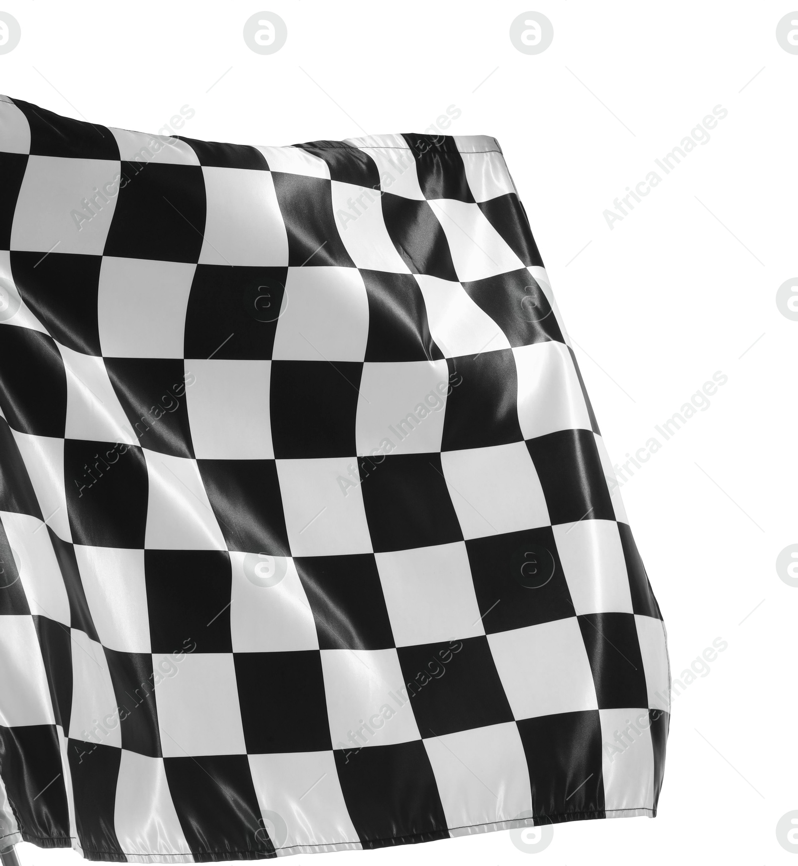 Photo of One racing checkered flag isolated on white