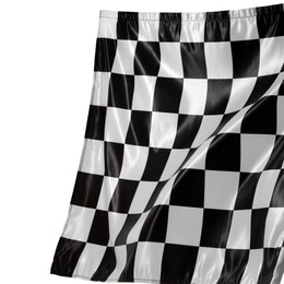 Photo of One racing checkered flag isolated on white