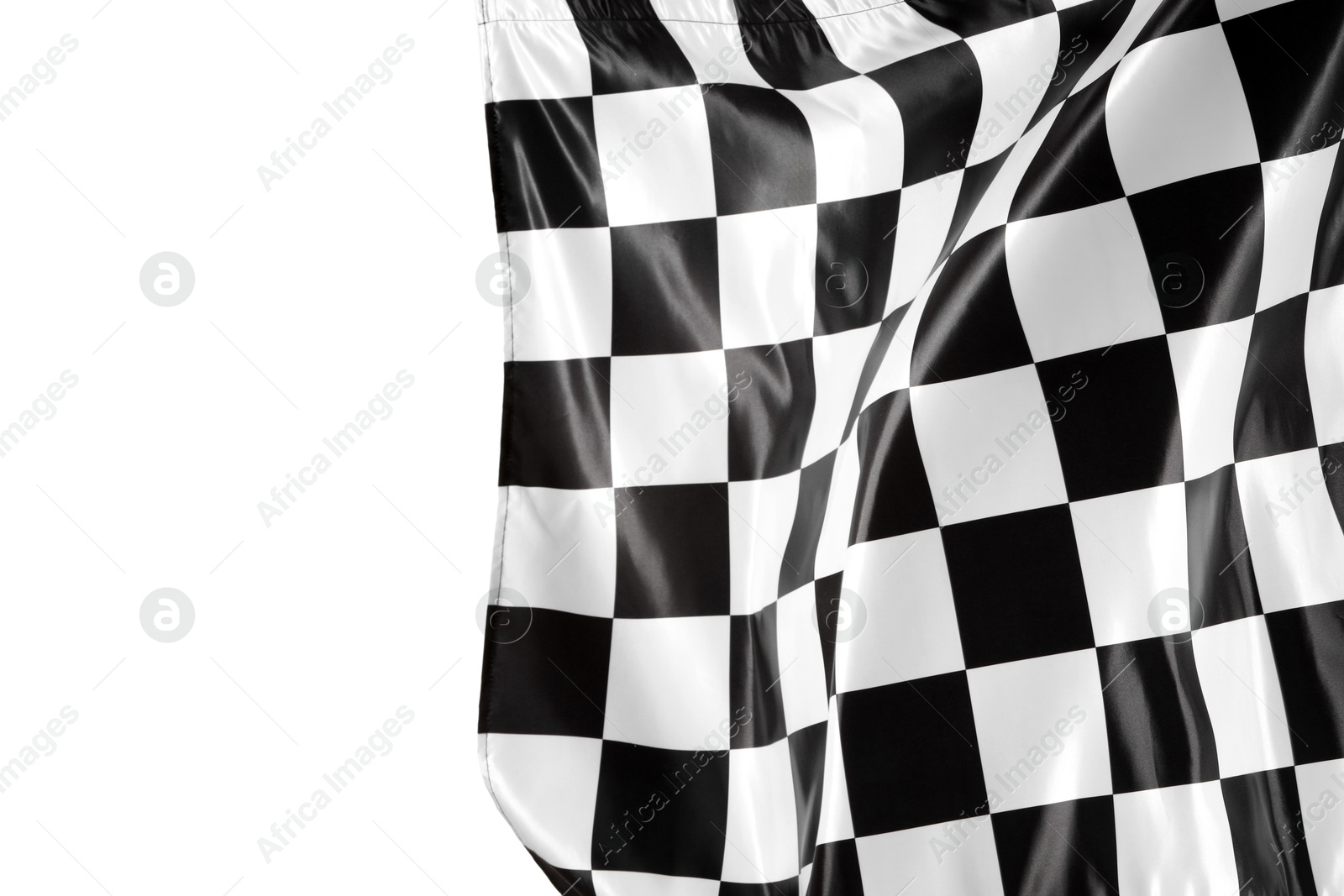 Photo of One racing checkered flag isolated on white