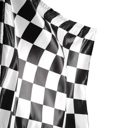 Photo of One racing checkered flag isolated on white