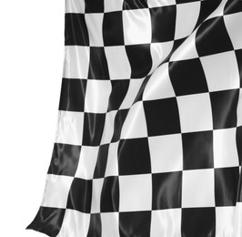 Photo of One racing checkered flag isolated on white