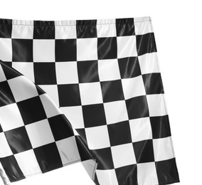 Photo of One racing checkered flag isolated on white