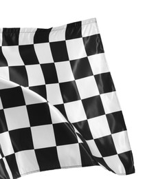 Photo of One racing checkered flag isolated on white