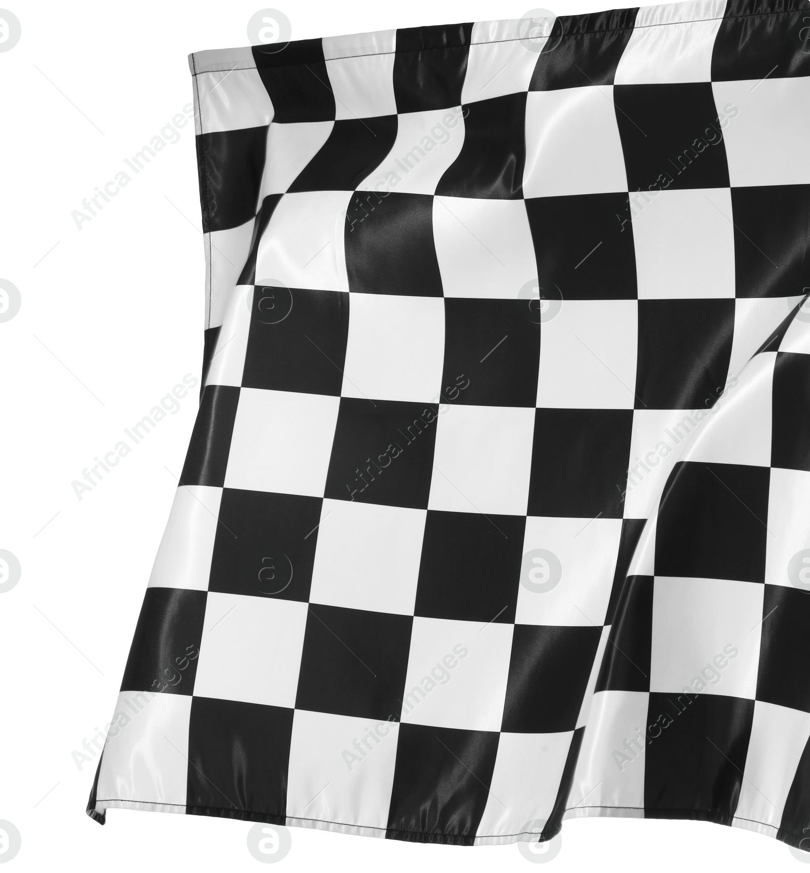 Photo of One racing checkered flag isolated on white