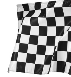 Photo of One racing checkered flag isolated on white