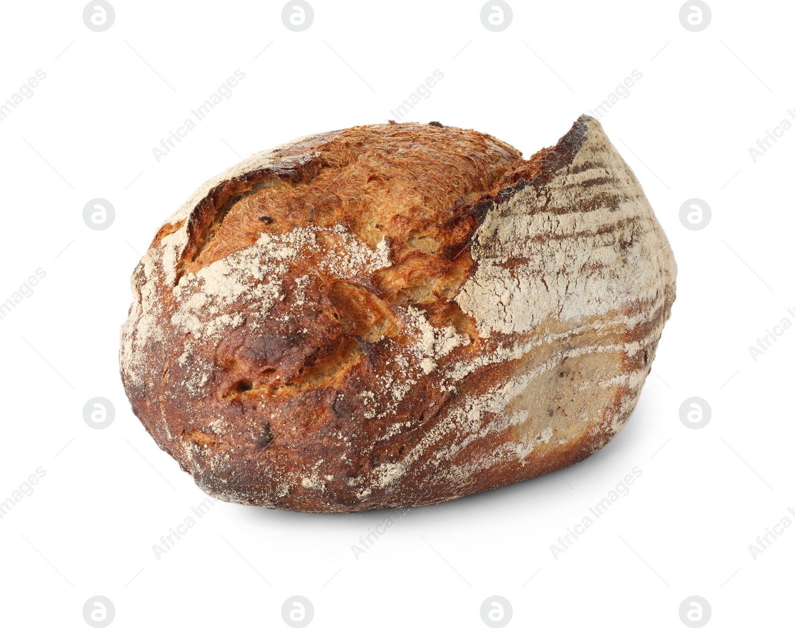 Photo of One freshly baked bread isolated on white