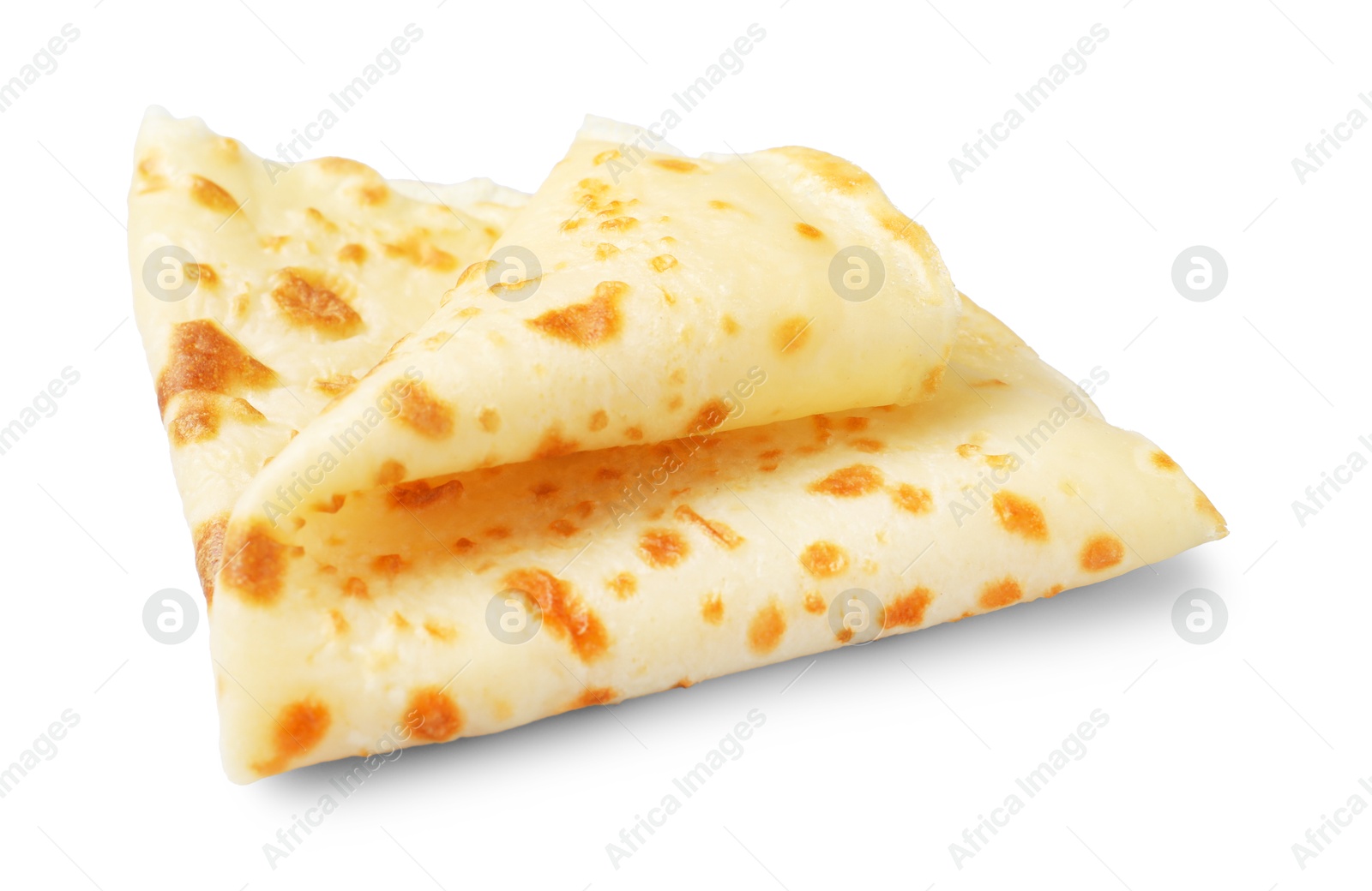 Photo of One delicious folded crepe isolated on white