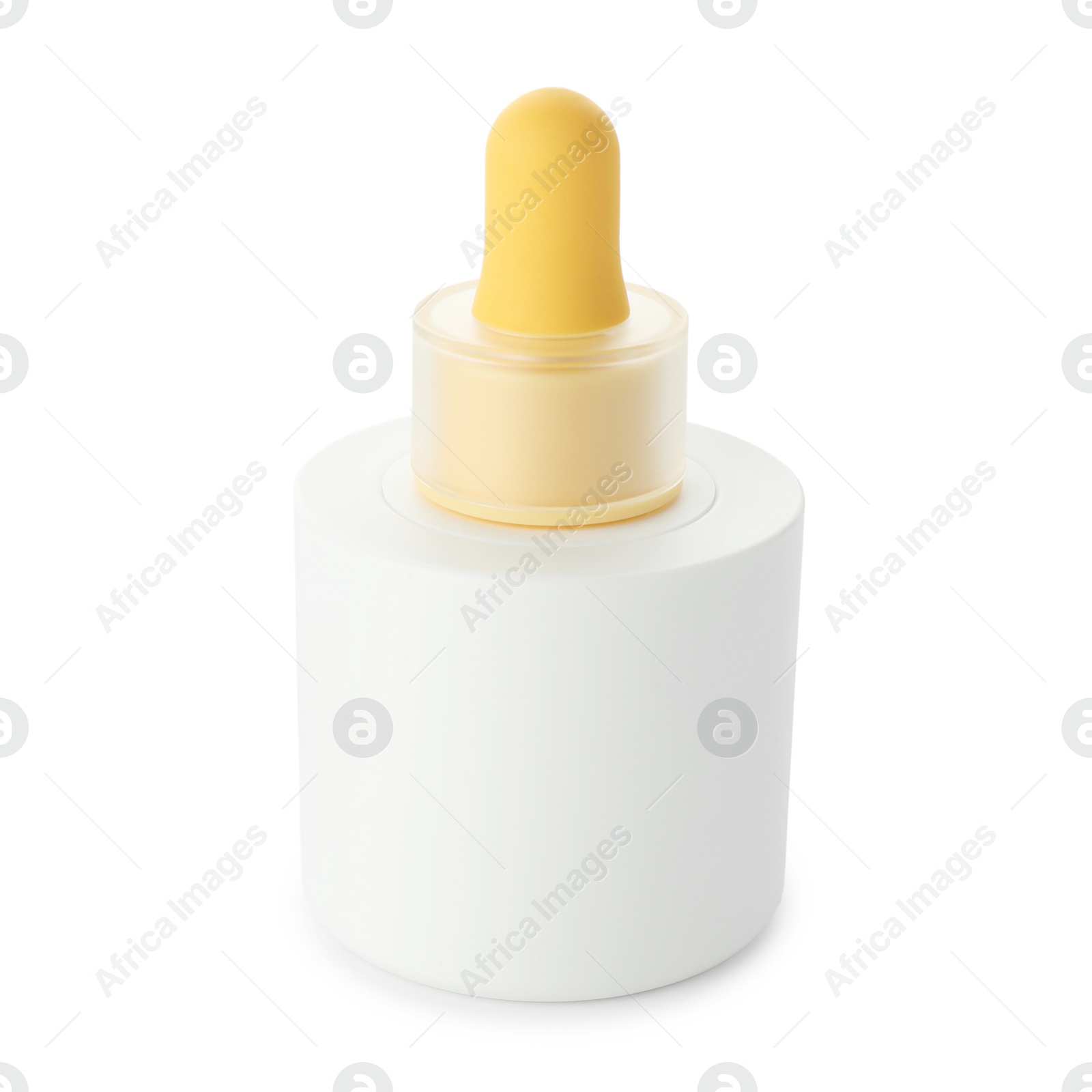 Photo of Bottle of cosmetic product isolated on white