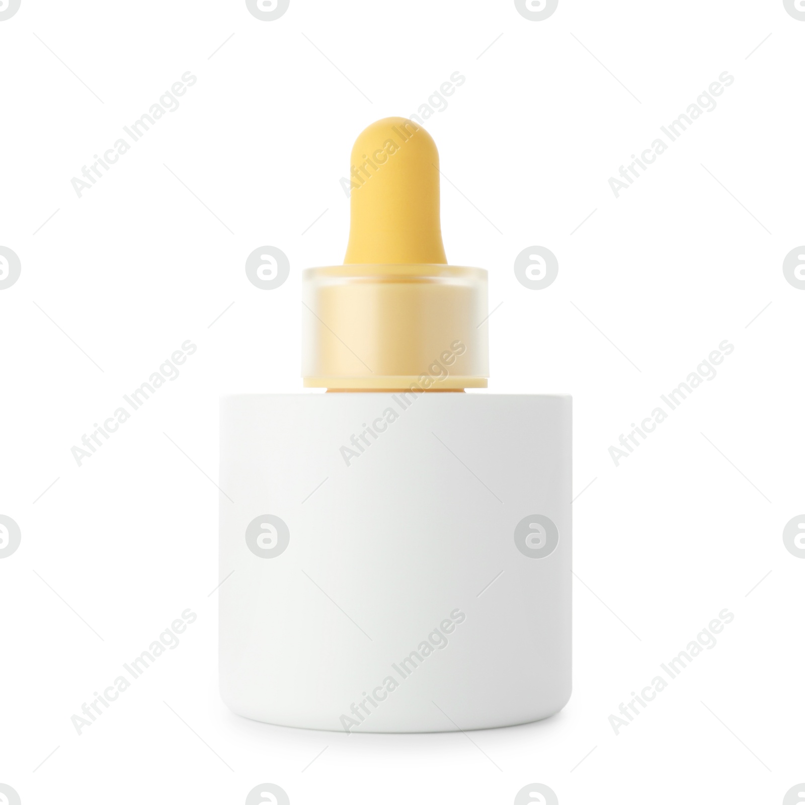 Photo of Bottle of cosmetic product isolated on white