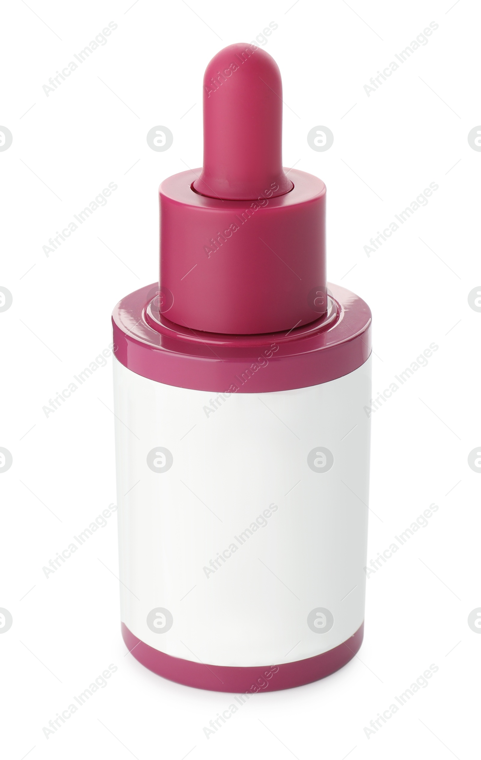 Photo of Bottle of cosmetic product isolated on white