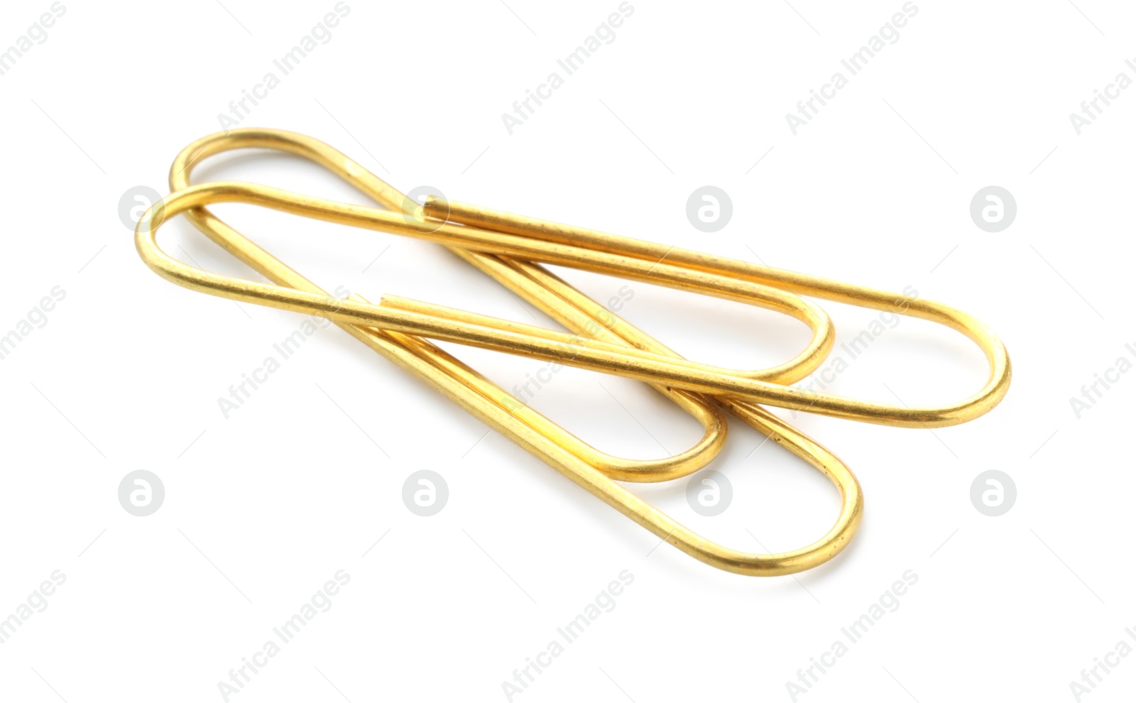 Photo of Two metal paper clips isolated on white