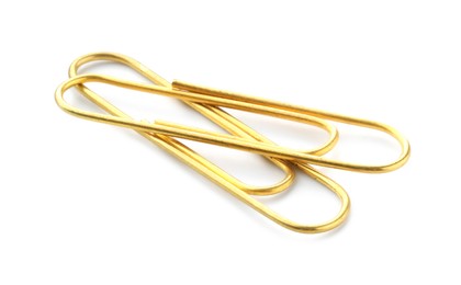 Photo of Two metal paper clips isolated on white