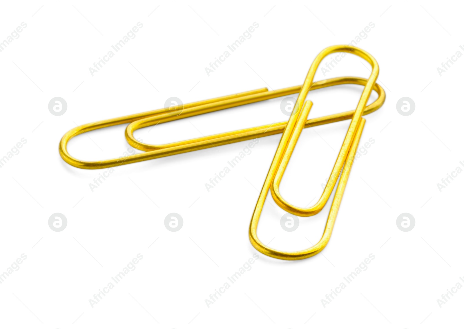 Photo of Two metal paper clips isolated on white