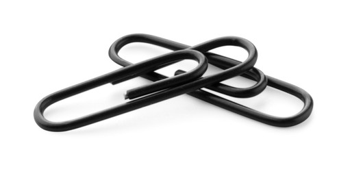 Photo of Two black paper clips isolated on white