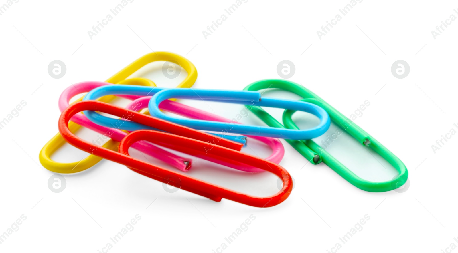 Photo of Many colorful paper clips isolated on white