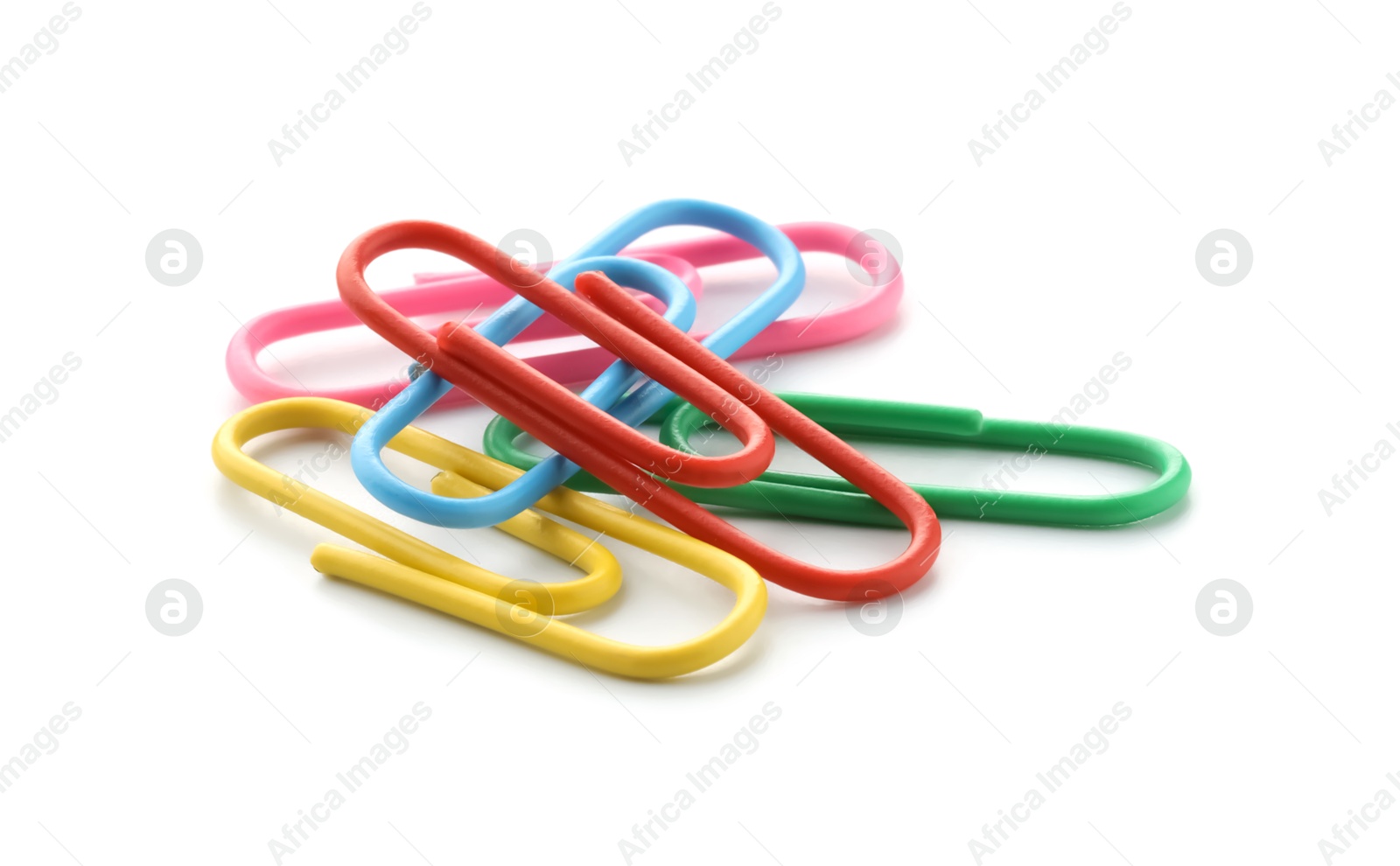 Photo of Many colorful paper clips isolated on white