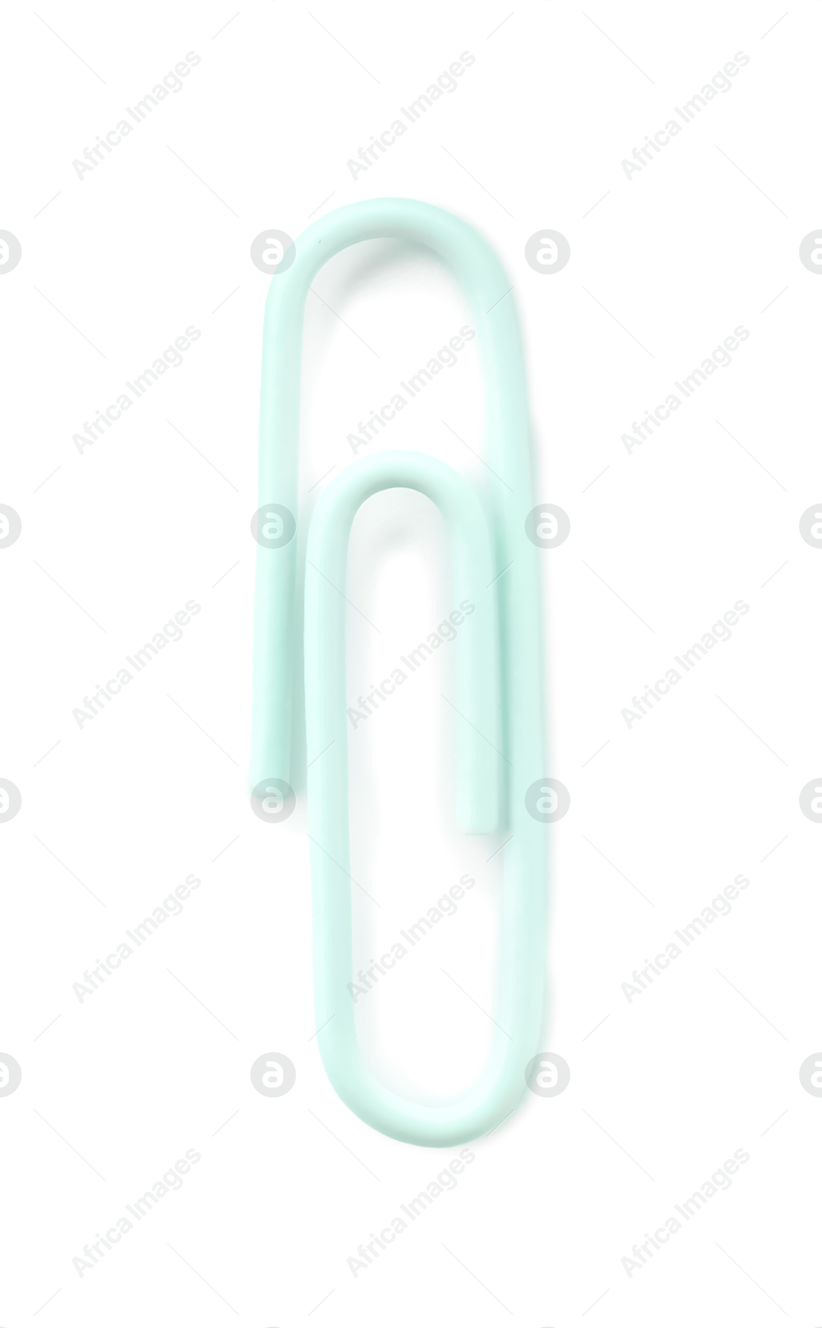 Photo of One paper clip isolated on white, top view