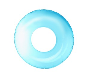 Photo of Blue inflatable ring isolated on white. Beach accessory